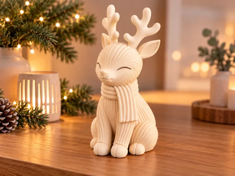 Rena de Inverno com Cachecol impresso em 3D