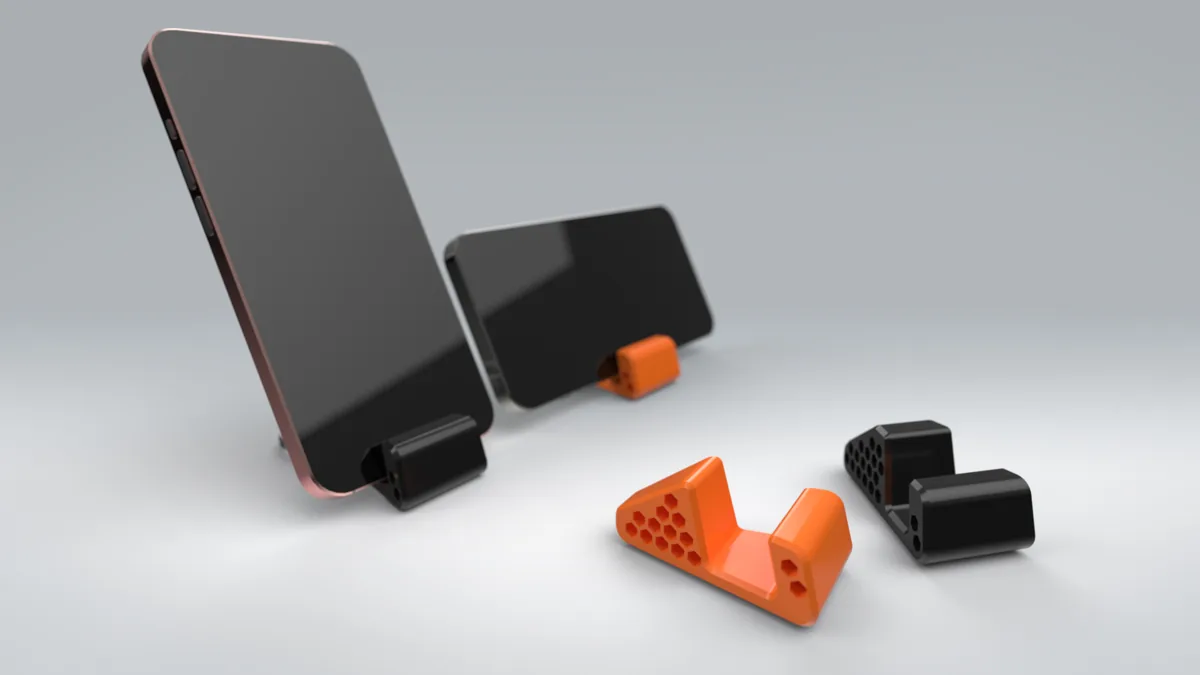 Suporte para telefone com chaveiro impresso em 3D