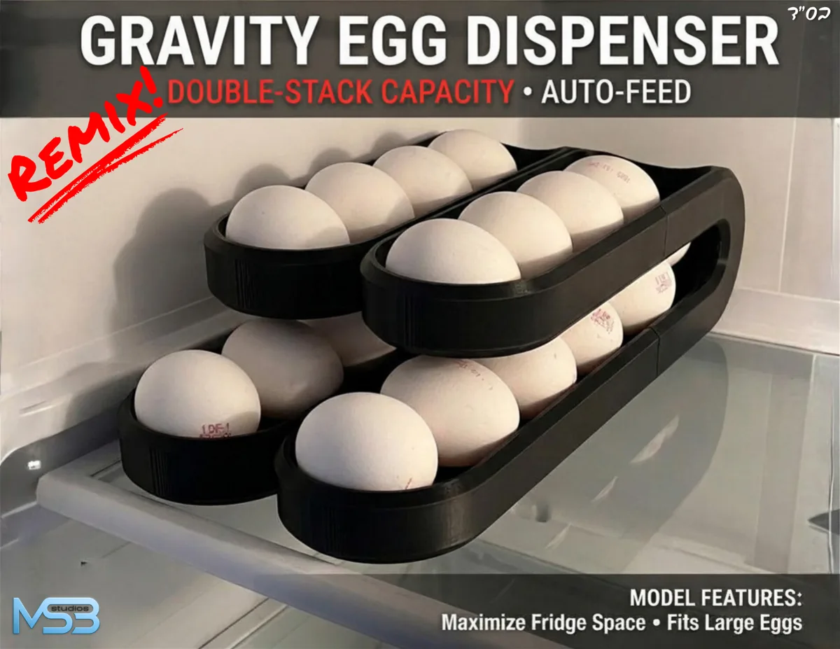 Porta-ovos de Gravidade com Dois Trilhos impresso em 3D