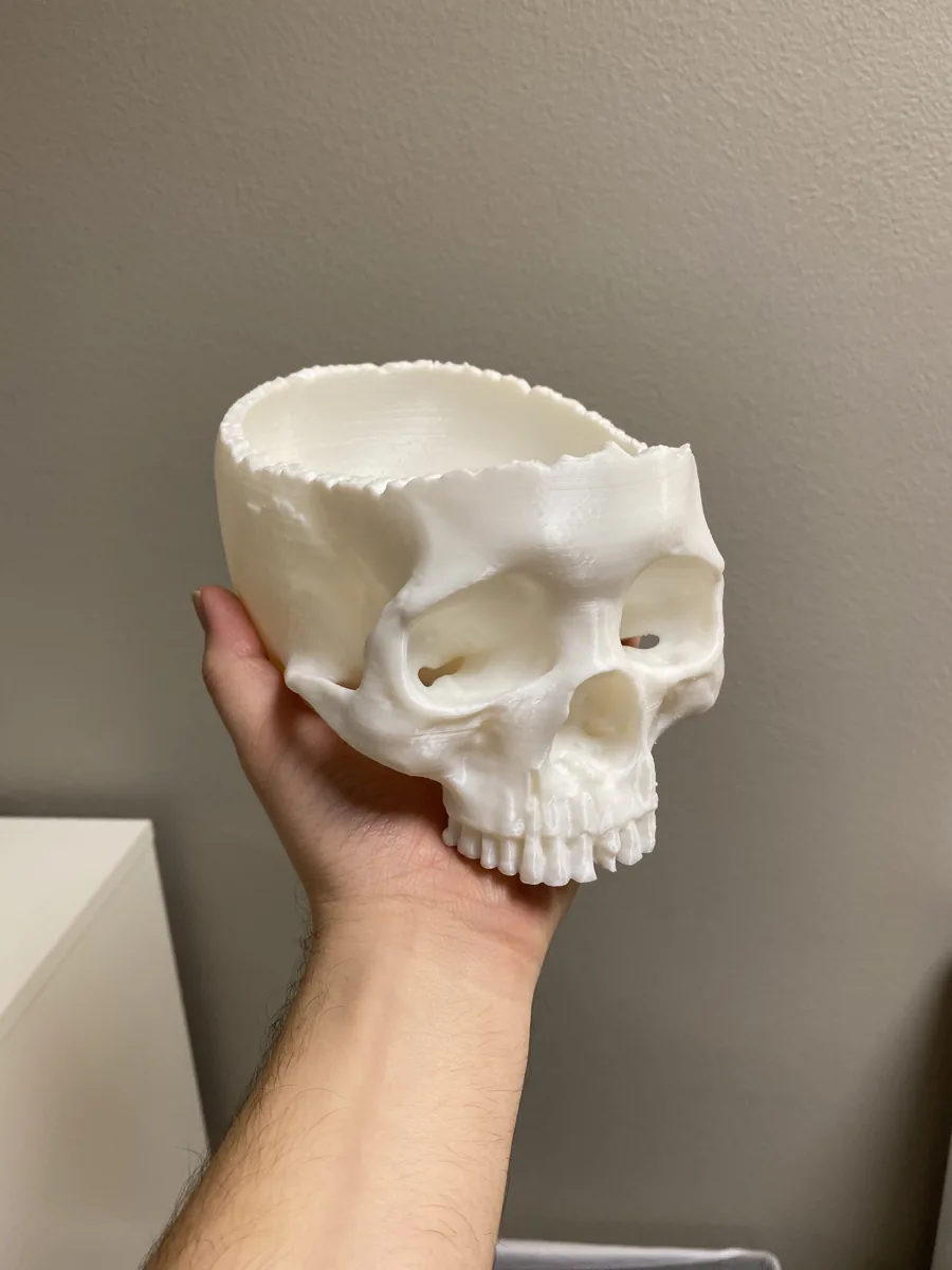 Pote de Doces Caveira Realista para Halloween impresso em 3D