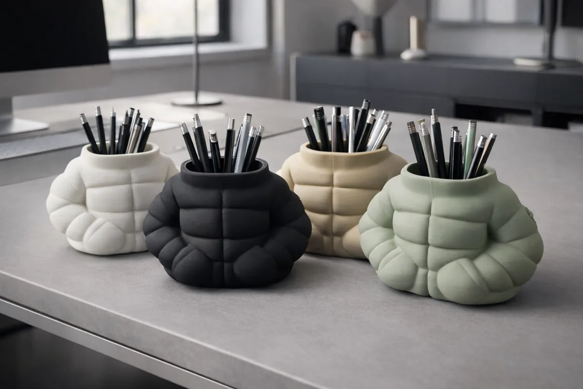 Porta-canetas Jaqueta Puffer para Mesa impresso em 3D