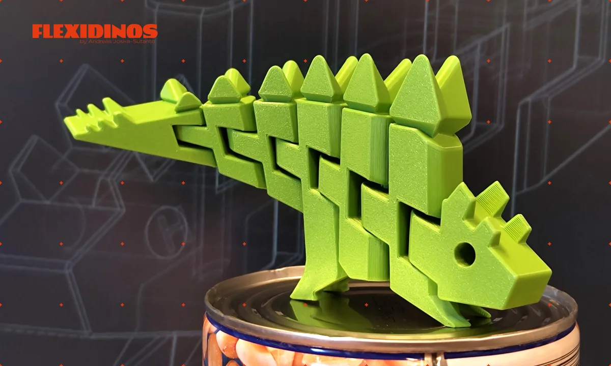 FlexiDinos Günther a estampa flexi de estegossauro no lugar dinossauro articulado impresso em 3D