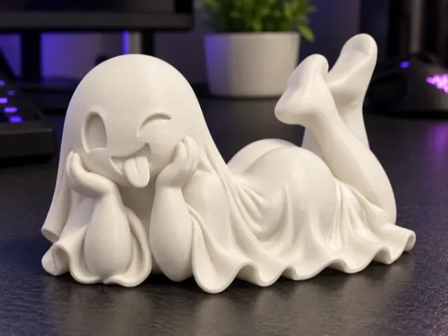 Fantasma Sentadinha Engraçada de Halloween impresso em 3D